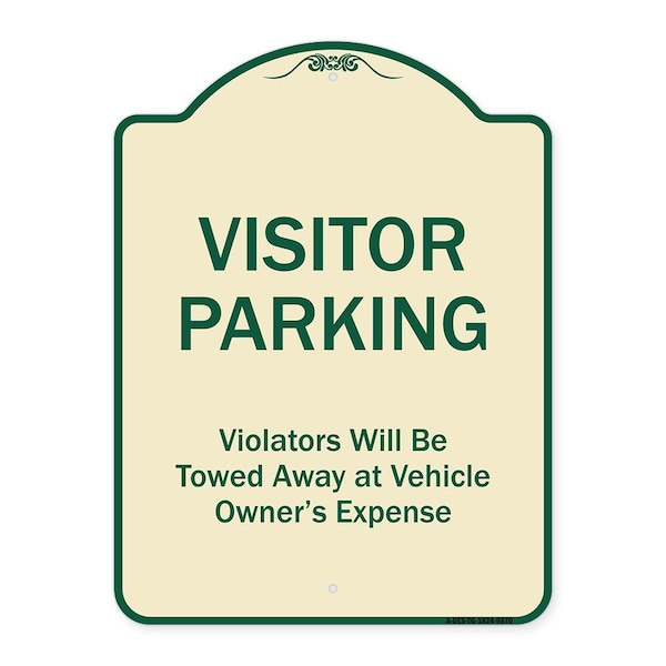 Signmission Designer Series-Visitor Parking Violators Will Be Towed Away Vehicle Owner, 24" x 18", TG-1824-9870 A-DES-TG-1824-9870 - main